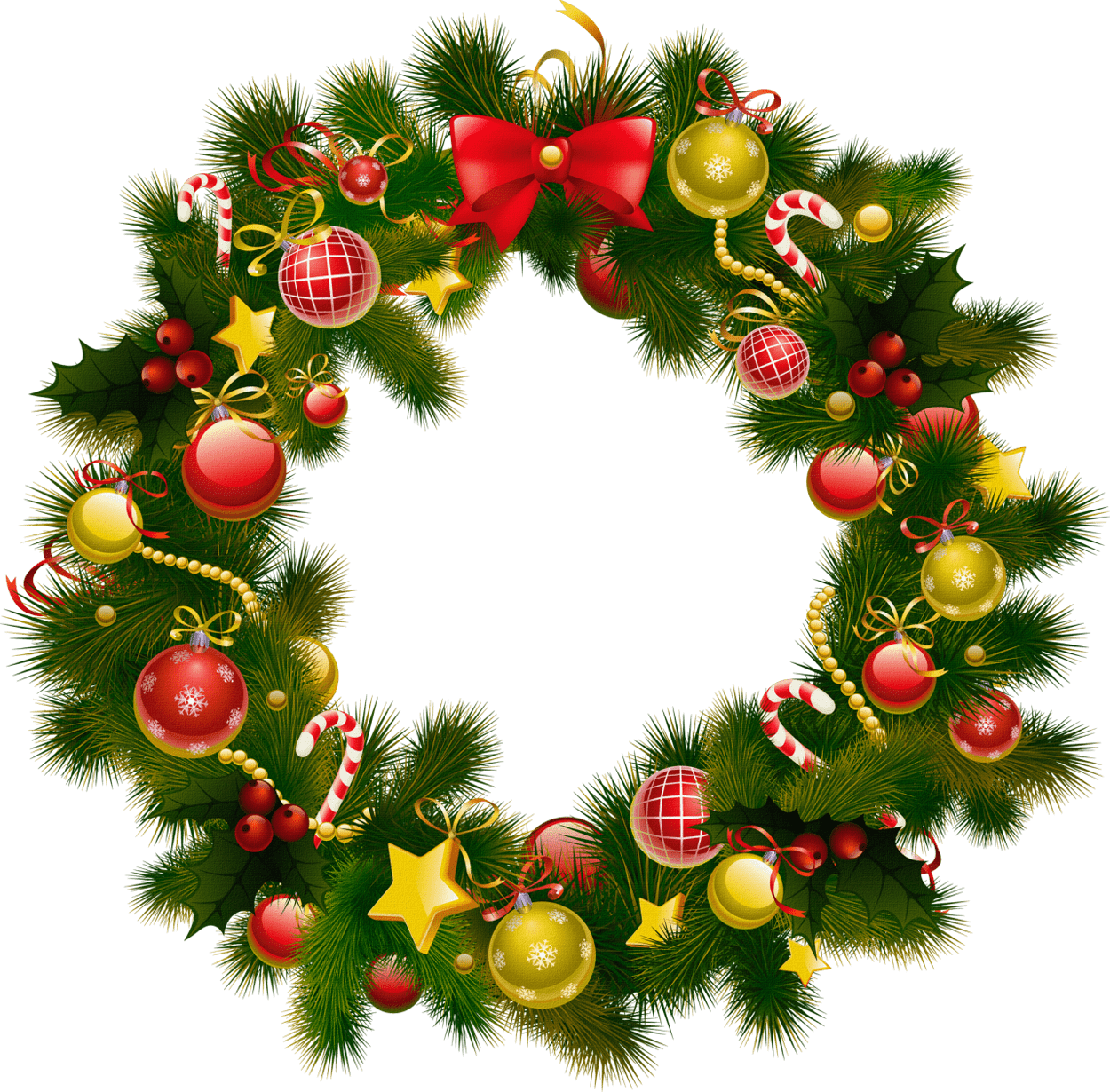 Simple Christmas Wreath - Christmas Wreath Frame Png (1250x1230), Png Download