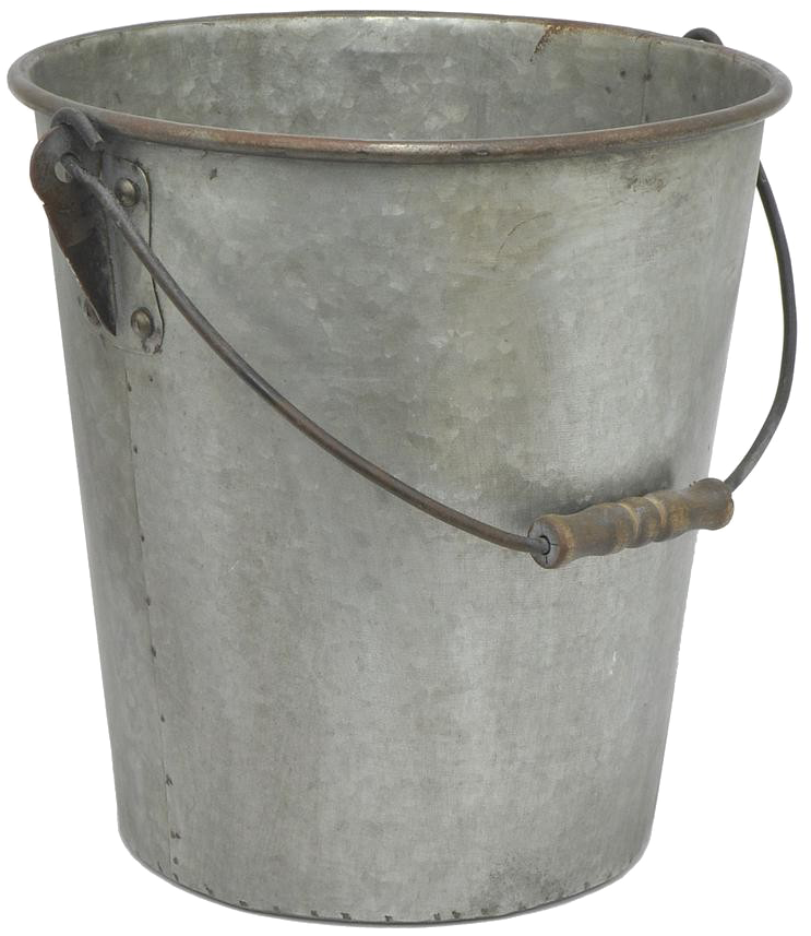 Metal Bucket Png Background Image - Benzara Galvanized Metal Bucket Gray One Size (1000x1000), Png Download