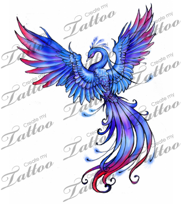 Rising Phoenix - Blue Purple Phoenix Tattoo (400x400), Png Download