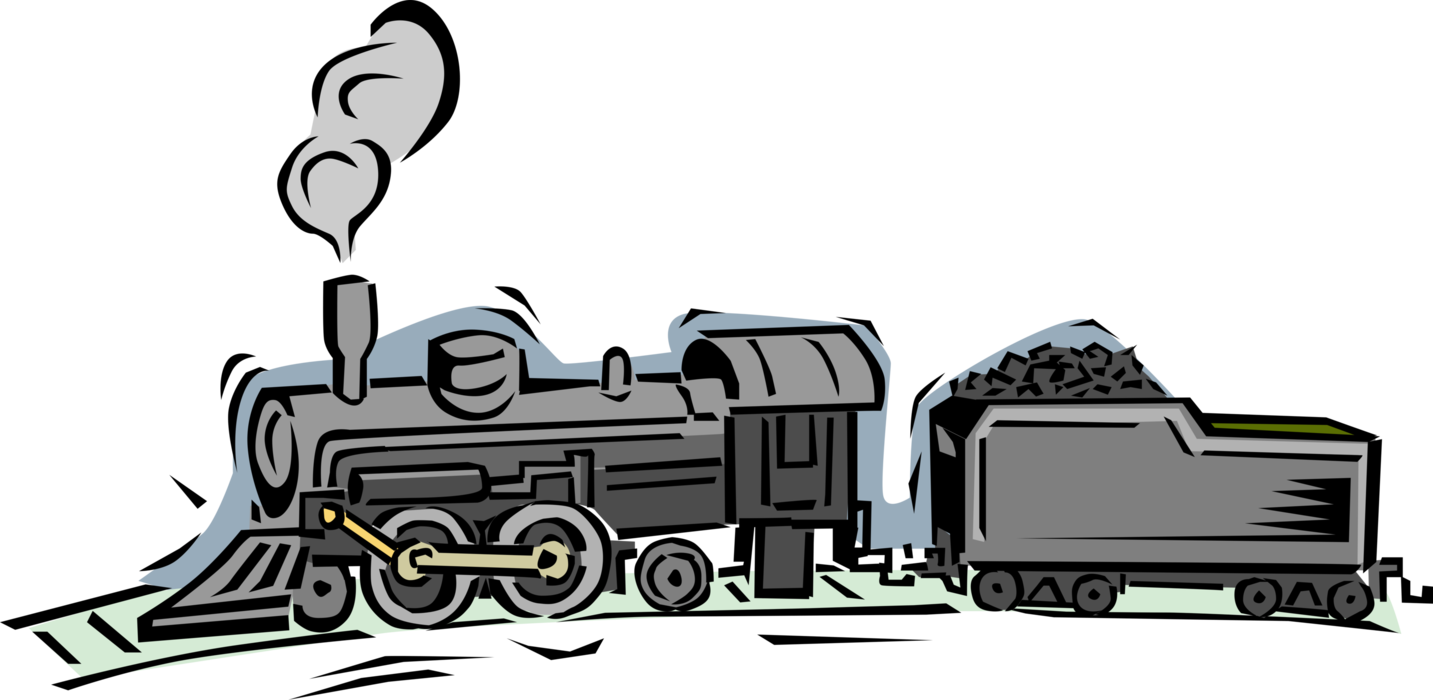 Vector Illustration Of Rail Transport Speeding Steam - Vector Graphics (1433x700), Png Download