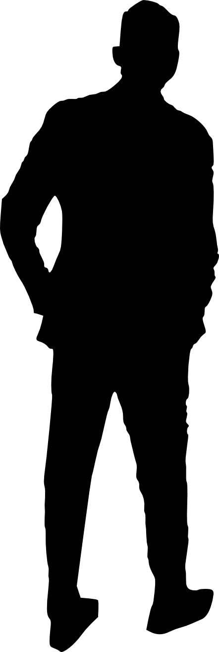 Free Download - Man Silhouette Transparent Background (442x1312), Png Download