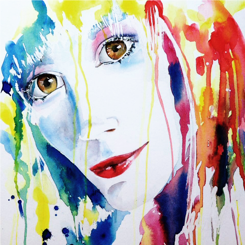 Original Modern Watercolor Portrait Painting - Modern Art (1440x1440), Png Download