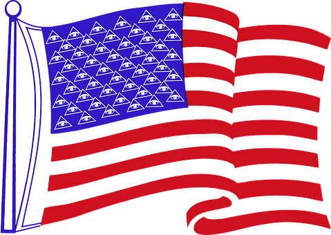 Flag Illuminati Surveillance Us Flag Illum - Us Flag Store American Flag Waving Magnet (479x340), Png Download