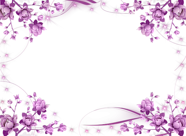 Pink Border Png - Purple Flower Frame Png (600x440), Png Download