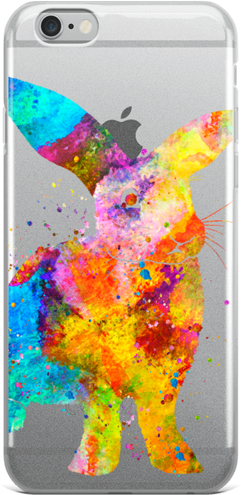 Watercolor Bunny Rabbit Clear Iphone Case - Iphone (1000x1000), Png Download