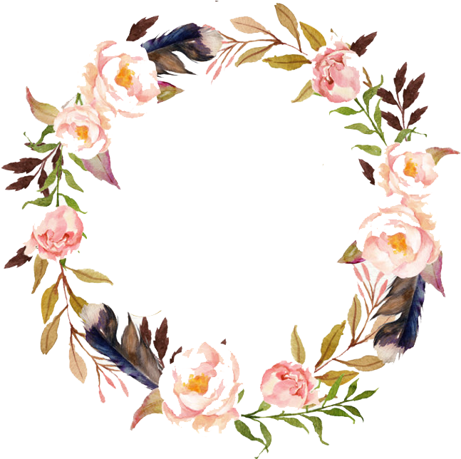 Free Watercolor Wreath With Flowers Png - Wreath Of Flowers Png (677x648), Png Download