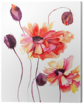 Beautiful Poppy Flowers, Watercolor Painting Canvas - Let Go Of What Makes You Sad (400x400), Png Download