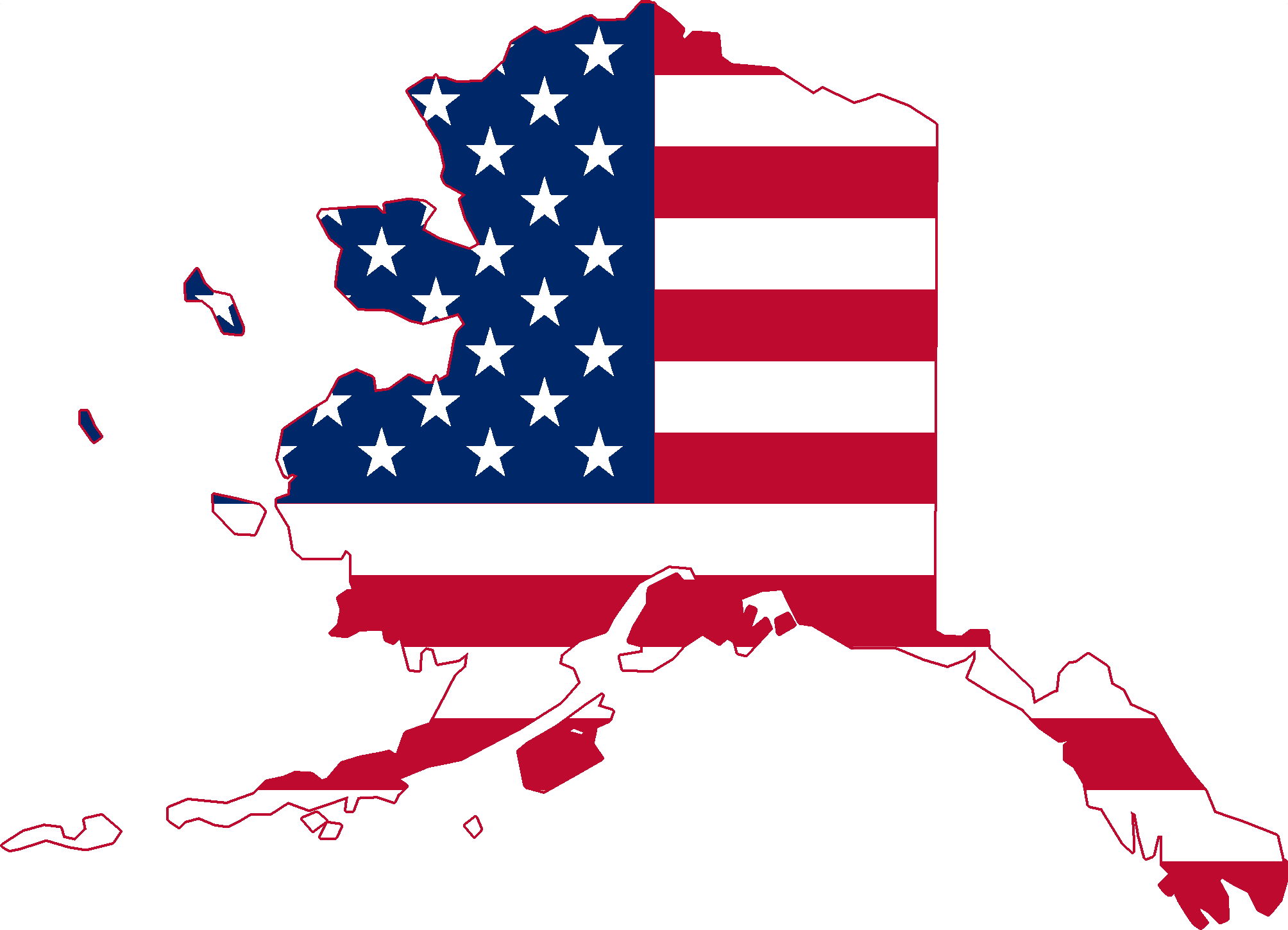 Flag Map Of Alaska - Alaska With Us Flag (2008x1449), Png Download