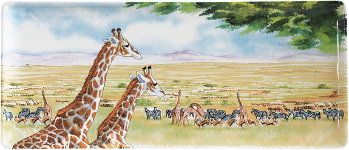 1 Oblong Serving Tray - Gien Safari Rectangular Cake Platter (711x600), Png Download