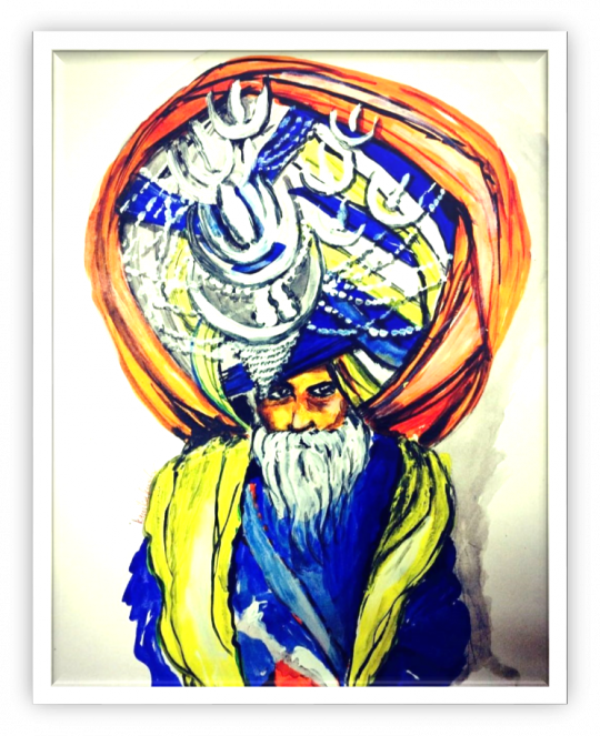 Blue Turban Sikh - Art (540x663), Png Download