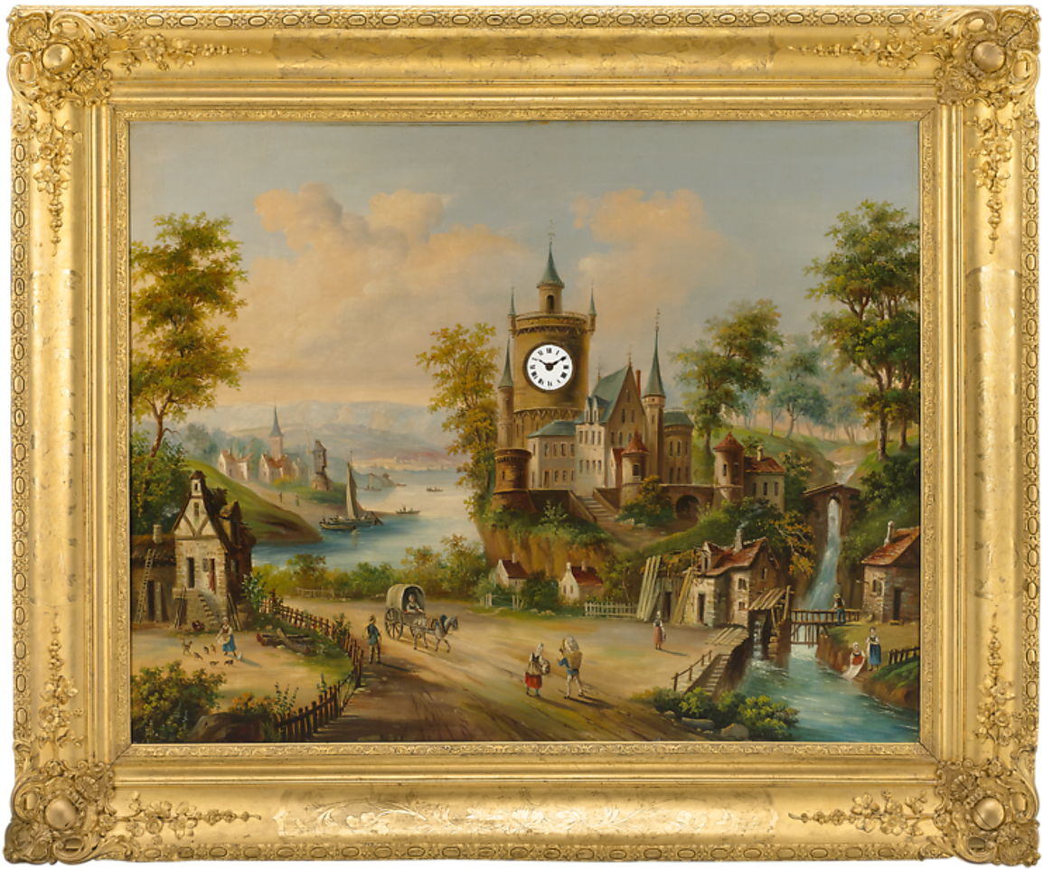 19th-century Musical Picture Clock - Clock (1351x1080), Png Download