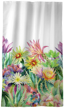 Watercolor Blooming Cactus Background Blackout Window - Gazania (400x400), Png Download