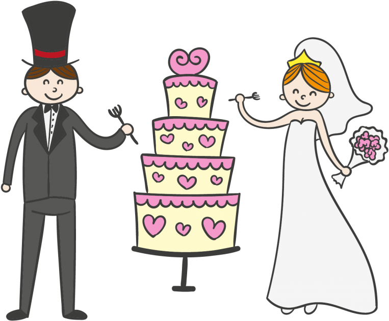 Wedding Couple Cake Free Download - Pastel De Boda Caricatura (1024x753), Png Download