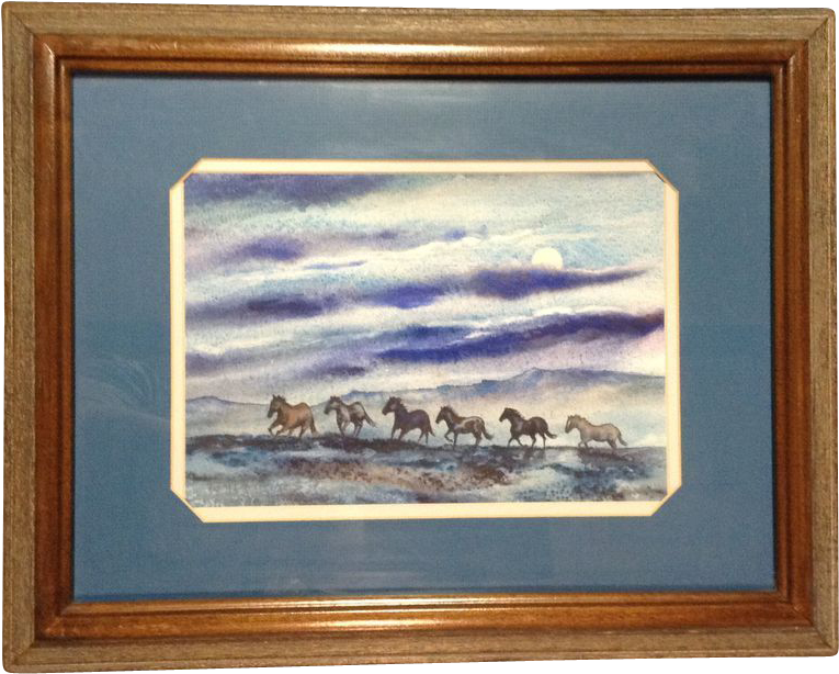 Thomas J Owens, Original Galloping Horses Watercolor - Painting (764x764), Png Download