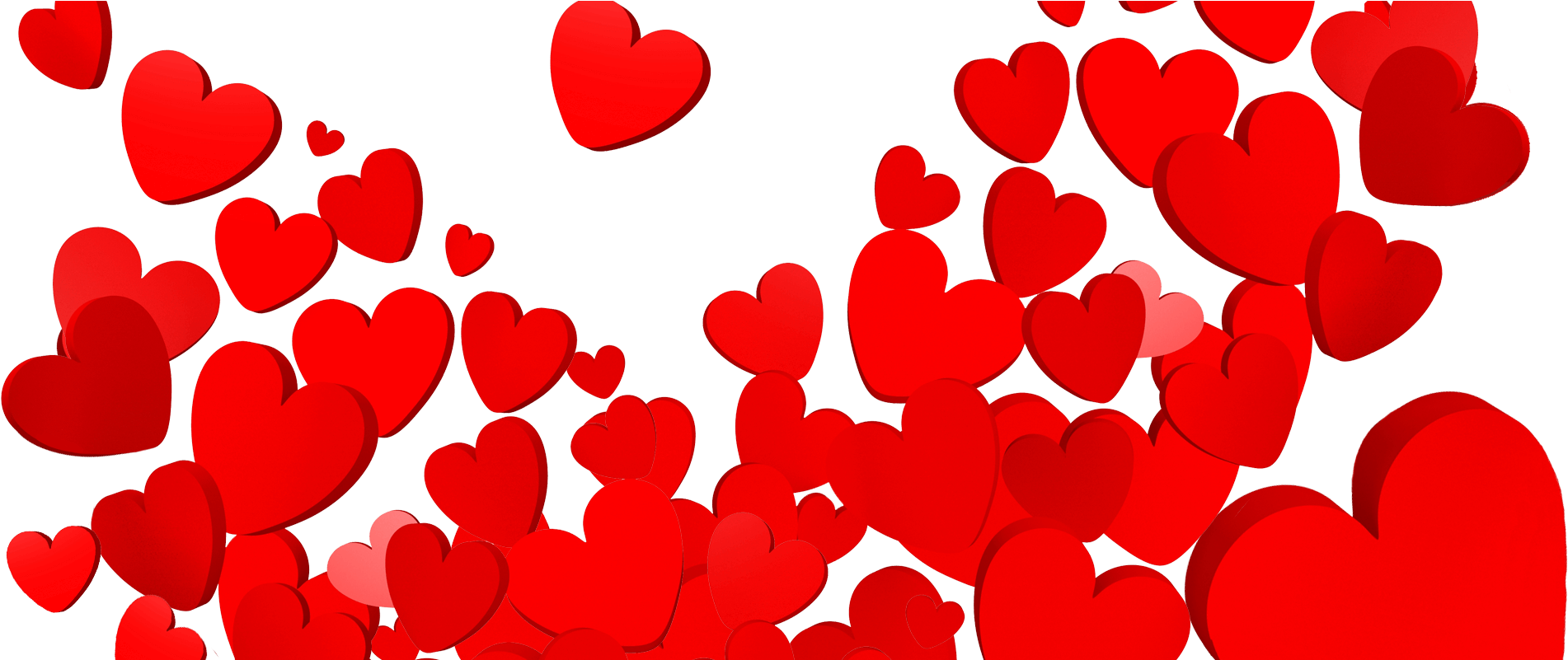 Valentines Day Heart Png Free Download - Valentines Hearts Png (1024x427), Png Download