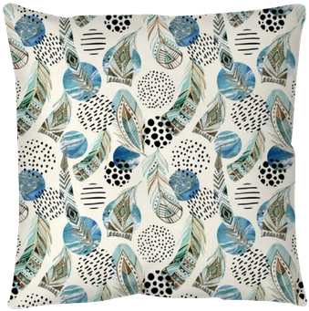 Watercolor Tribal Feathers Seamless Pattern With Abstract - Watercolor Painting (400x400), Png Download