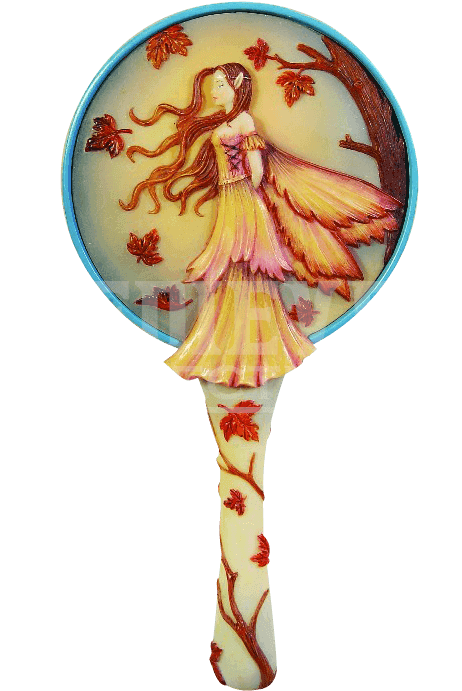 Autumn Gold Hand Mirror By Molly Harrison - 10 Inch Cold Cast Resin 'autumn Golds Fairy Hand Held (716x716), Png Download