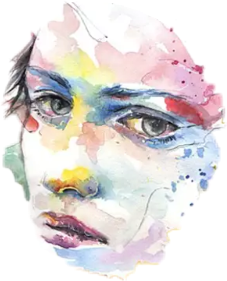 Watercolor Watercolors Hand Face Art Flowers Table - Watercolor Girl Painting Sad (453x559), Png Download