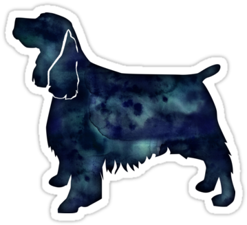 'springer Spaniel Dog Black Watercolor Silhouette' - Weekday Best Canvas Springer Spaniel (375x360), Png Download