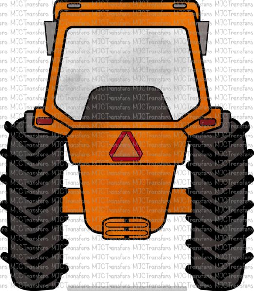 Orange Tractor - Watercolor Painting (522x599), Png Download