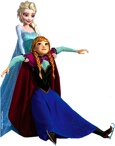 Elsa Holding Anna - Frozen Elsa And Anna Ice Skating (500x480), Png Download