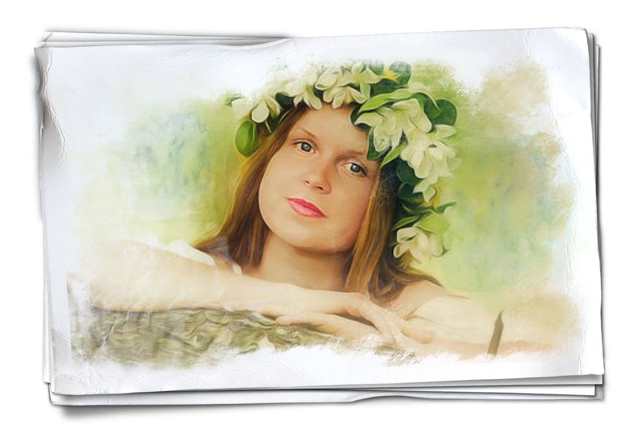 Woman Girl Flower - Sketch (1280x868), Png Download