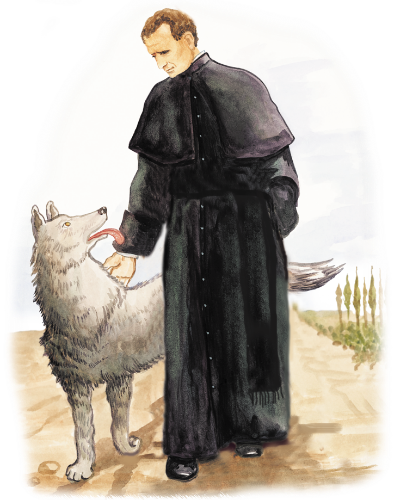Suddenly, He Saw A Great Big Dog Approaching Him - Don Bosco And Grigio (394x500), Png Download