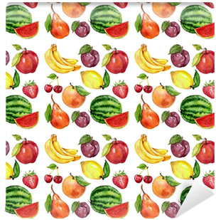 Watercolor Seamless Pattern With Fruits Wallpaper • - Watercolor Painting (400x400), Png Download