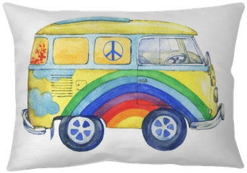 Old-fashioned Yellow Hippie Сamper Bus, Painted In - Watercolor Painting (400x400), Png Download