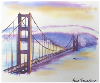 Hand-drawn Watercolor Drawing Of The American Landscape - Famous New Building Drawings (400x400), Png Download