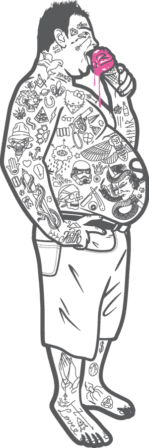 Drawing Of A Fat Man Eating Ice Cream - Fat Man Drawing Easy (300x901), Png Download