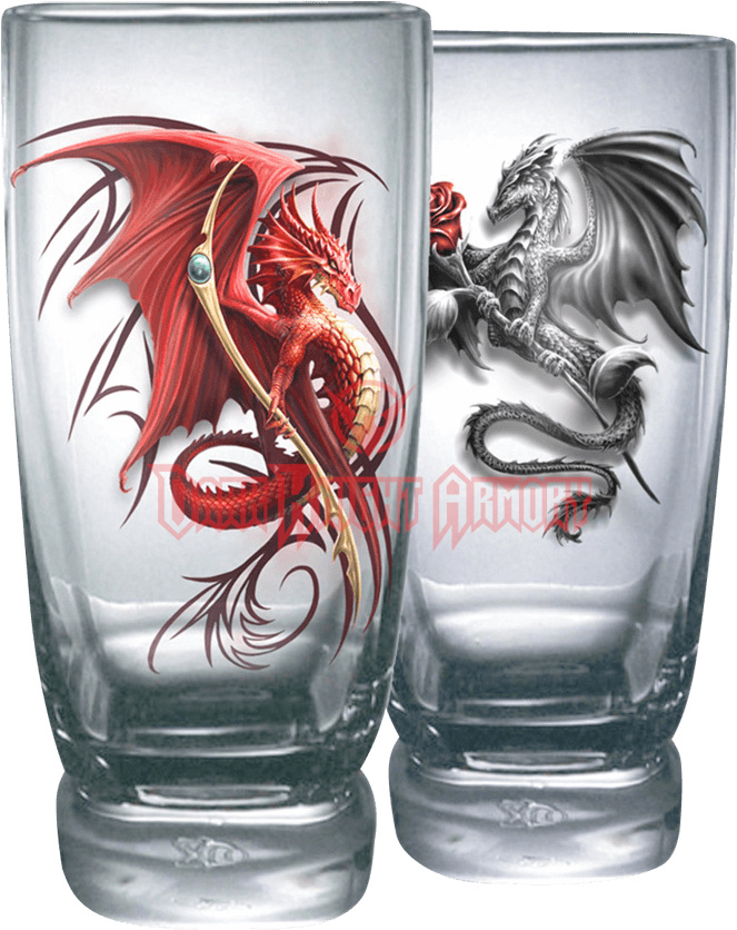 Wyvern Water Glass Set - Dragon Drinking Glasses (850x850), Png Download