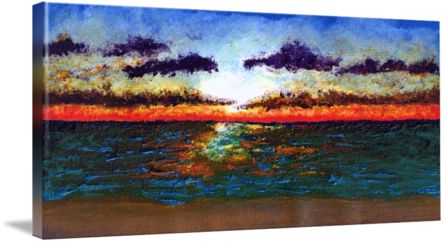 Emerald Coast Florida Seascape Sunrise Painting By - Painting (650x353), Png Download