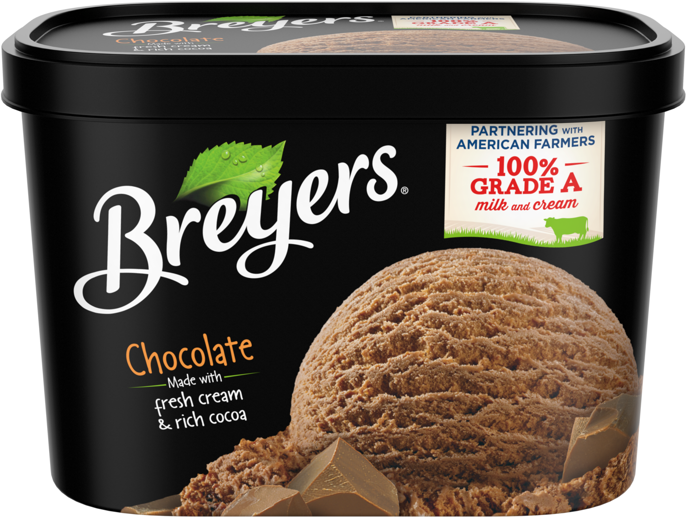 A 48 Ounce Tub Of Breyers Chocolate Front Of Pack - Breyers Chocolate Ice Cream (1500x1500), Png Download