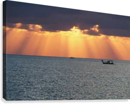 Dramatic Sky With Sun Rays Filtering Down Out Of The (429x344), Png Download