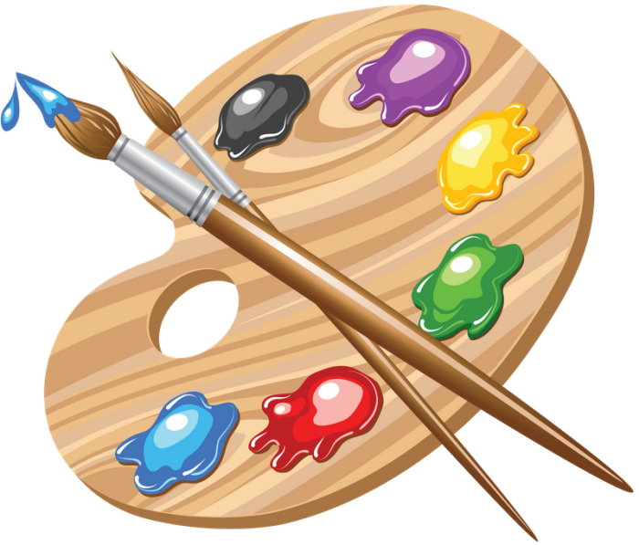 Paint Pallete And Brushes Clip Art - Peinture Clipart (500x426), Png Download