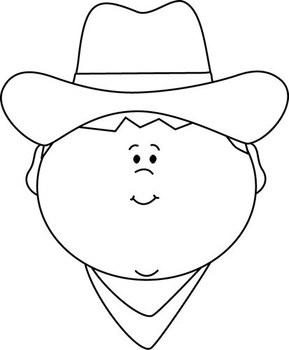 Free Cowboy Clipart Black And White Image 2 Hat Png - Outline Of A Cowboy (413x500), Png Download