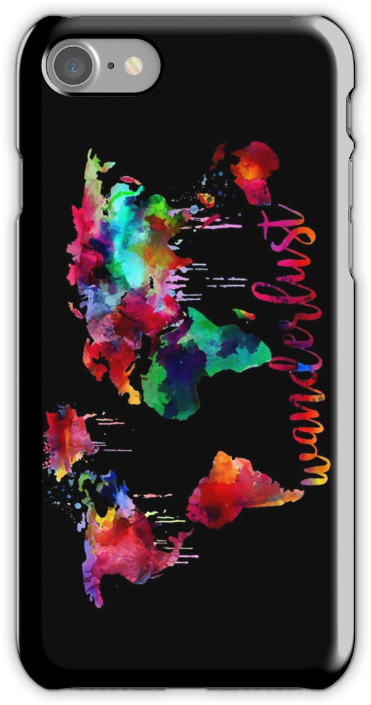 Watercolor Wanderlust World Map Iphone 7 Snap Case - Calpurnia Phone Case (750x1000), Png Download