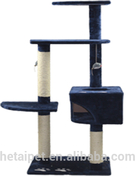Modern Large Condo Luxury Wooden Banana Leaf Cat Tree - Cat (640x640), Png Download