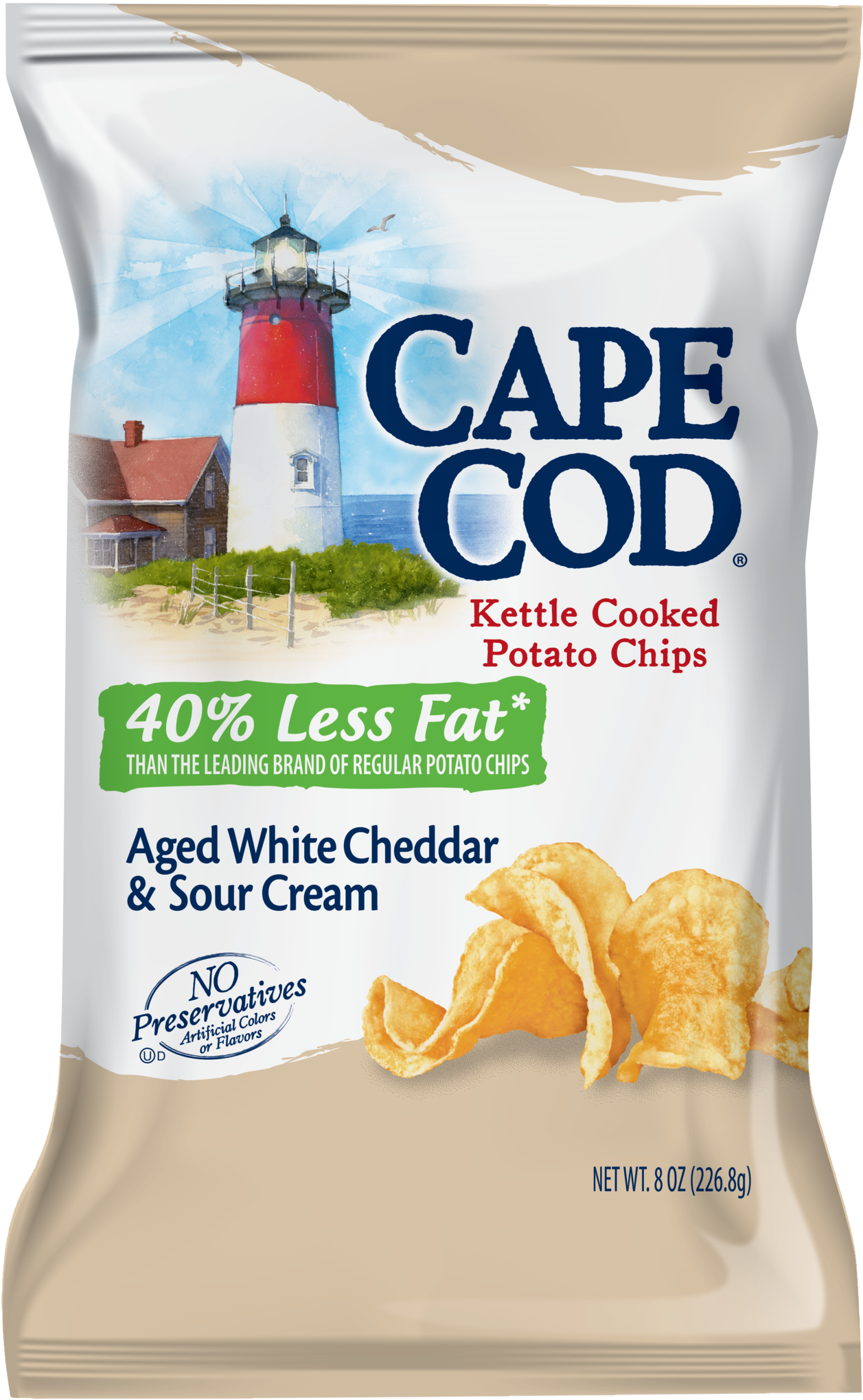 Cape Cod Reduced Fat Aged White Cheddar & Sour Cream - Cape Cod Original Kettle Cooked Potato Chips - 8.5 (1268x2048), Png Download