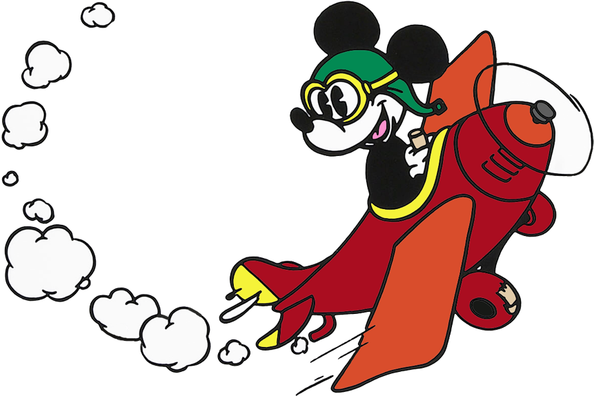 Pilot Clipart Mickey - Mickey Mouse Flying A Plane (900x620), Png Download