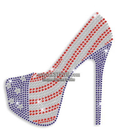 Shining Usa Flag Motif High Heels Strass Hot-fix Design - Rhinestone (450x450), Png Download