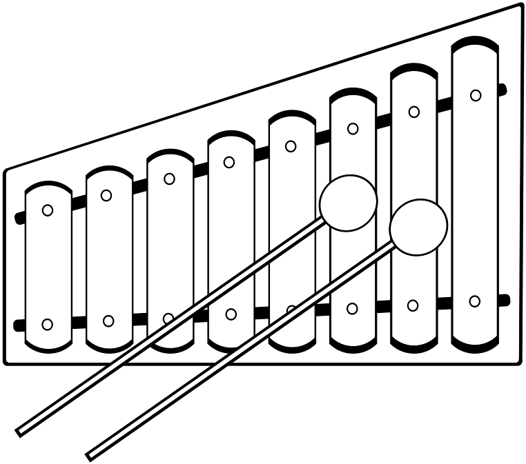 Xylophone - Xylophone Black And White (800x683), Png Download