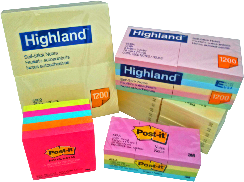 Highland Adhesive Note Pads - 3" X 5" - 100 Sheets/ (1024x771), Png Download