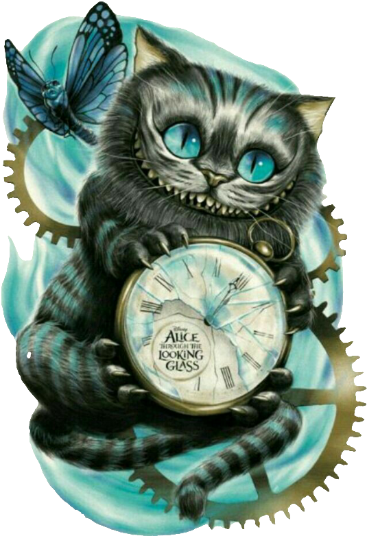 Colorfultattoo Cat Clock Butterfly Tattoo Time Png - Diamond Painting Cheshire Cat (574x789), Png Download