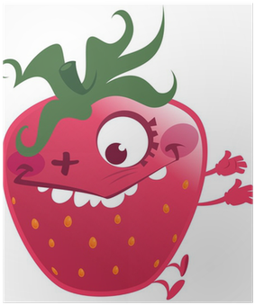 Cartoon Pink Strawberry Fruit Character Making A Crazy - Strawberries (400x400), Png Download