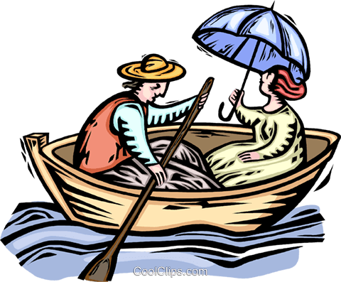 Couple In A Rowboat - Man Rowing Boat Clipart (480x397), Png Download