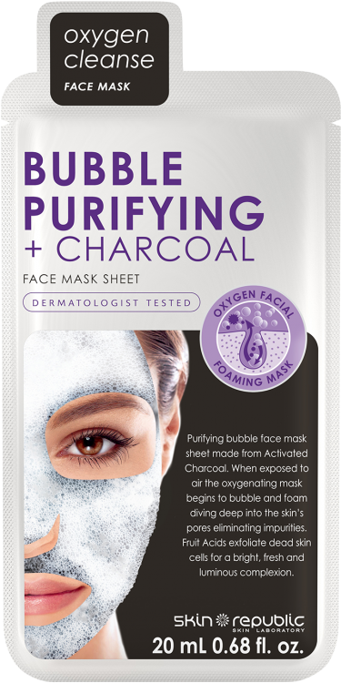 Skin Republic Bubble Purifying Charcoal - Skin Republic Bubble Purifying & Charcoal Face (750x750), Png Download