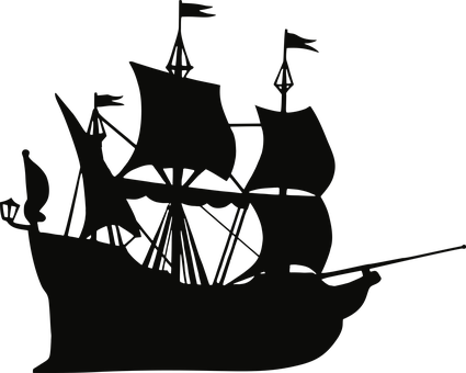 Boat, Galleon, Ship, Marine, Maritime - Ship Silhouette Png (425x340), Png Download
