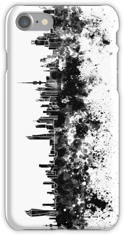 Kuwait City Skyline In Black Watercolor Iphone 7 Snap - Kuwait City Skyline In Watercolor On White Background (750x1000), Png Download